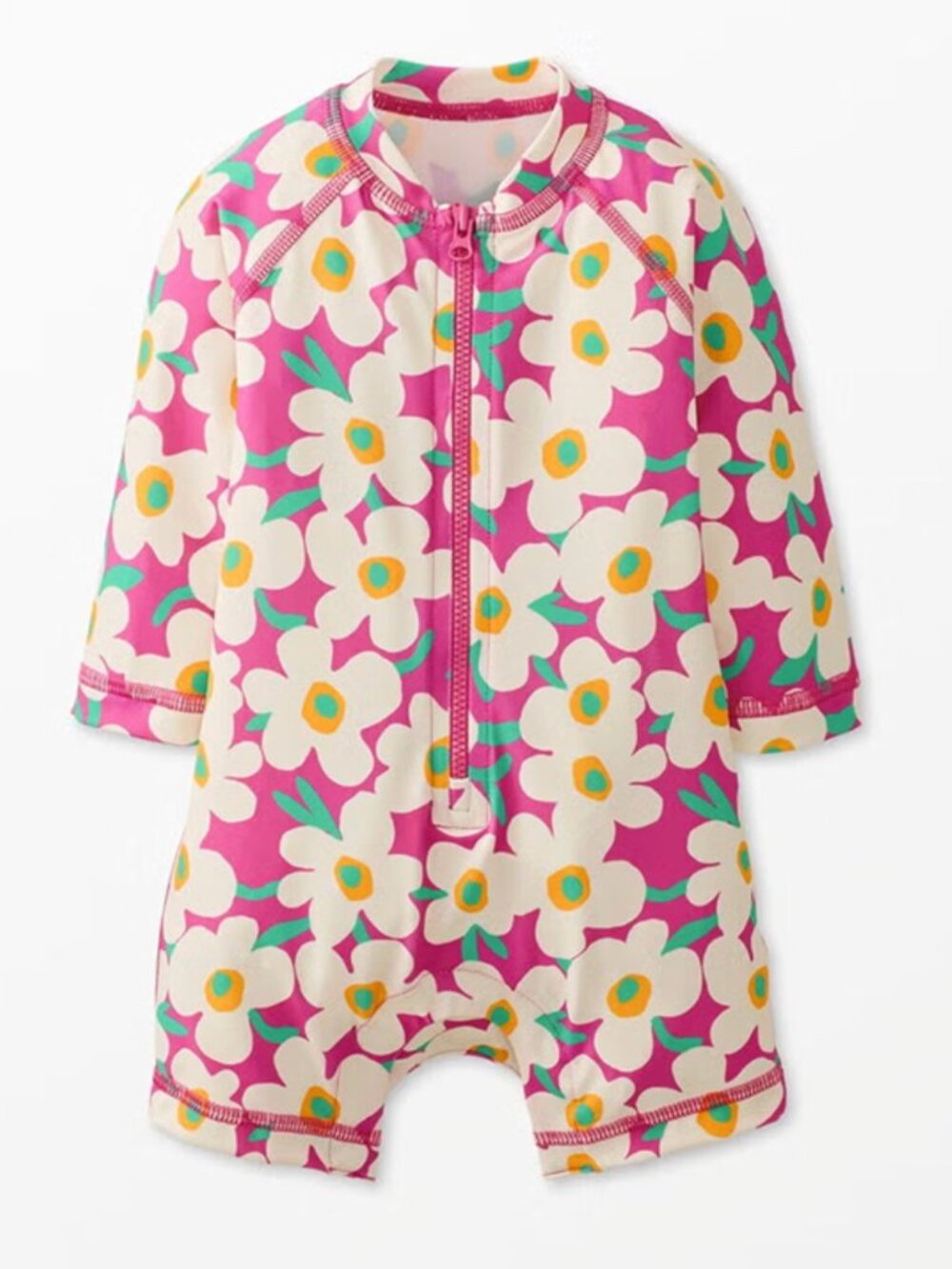 Hanna Andersson Pink Floral One-Piece Rash Guard Swimsuit